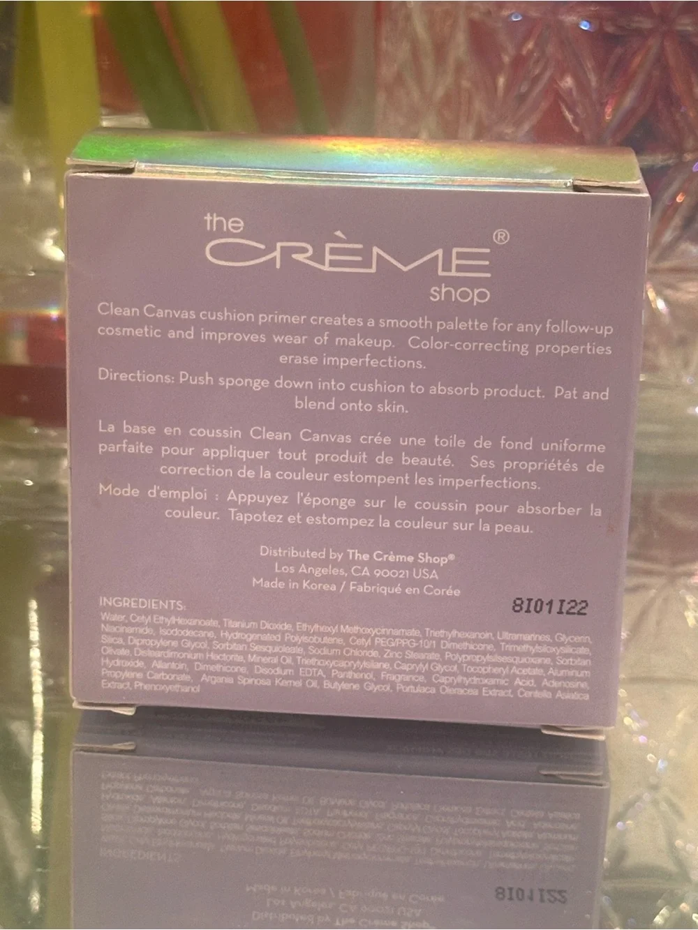 The Crème Shop Clean Canvas Purple Cushion Primer Color Correcting NEW K-Beauty